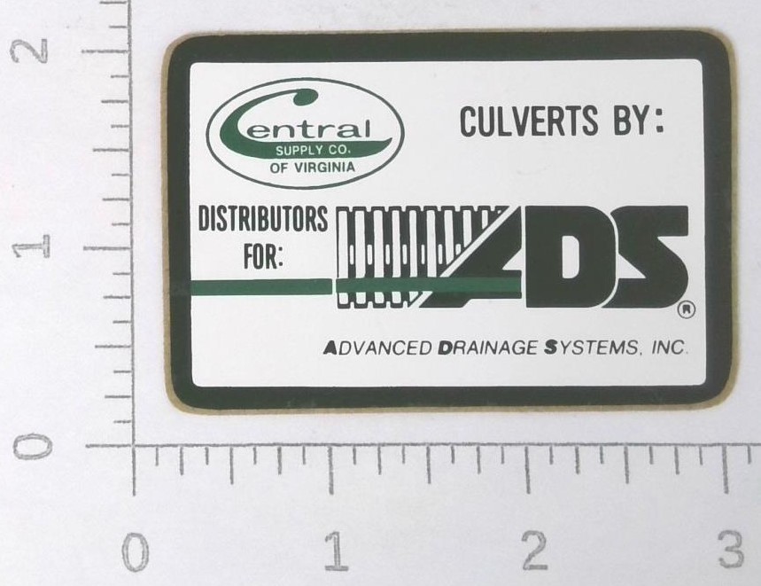 Vintage Advanced Drainage Systems Inc ADS Coal Mining Sticker Decal