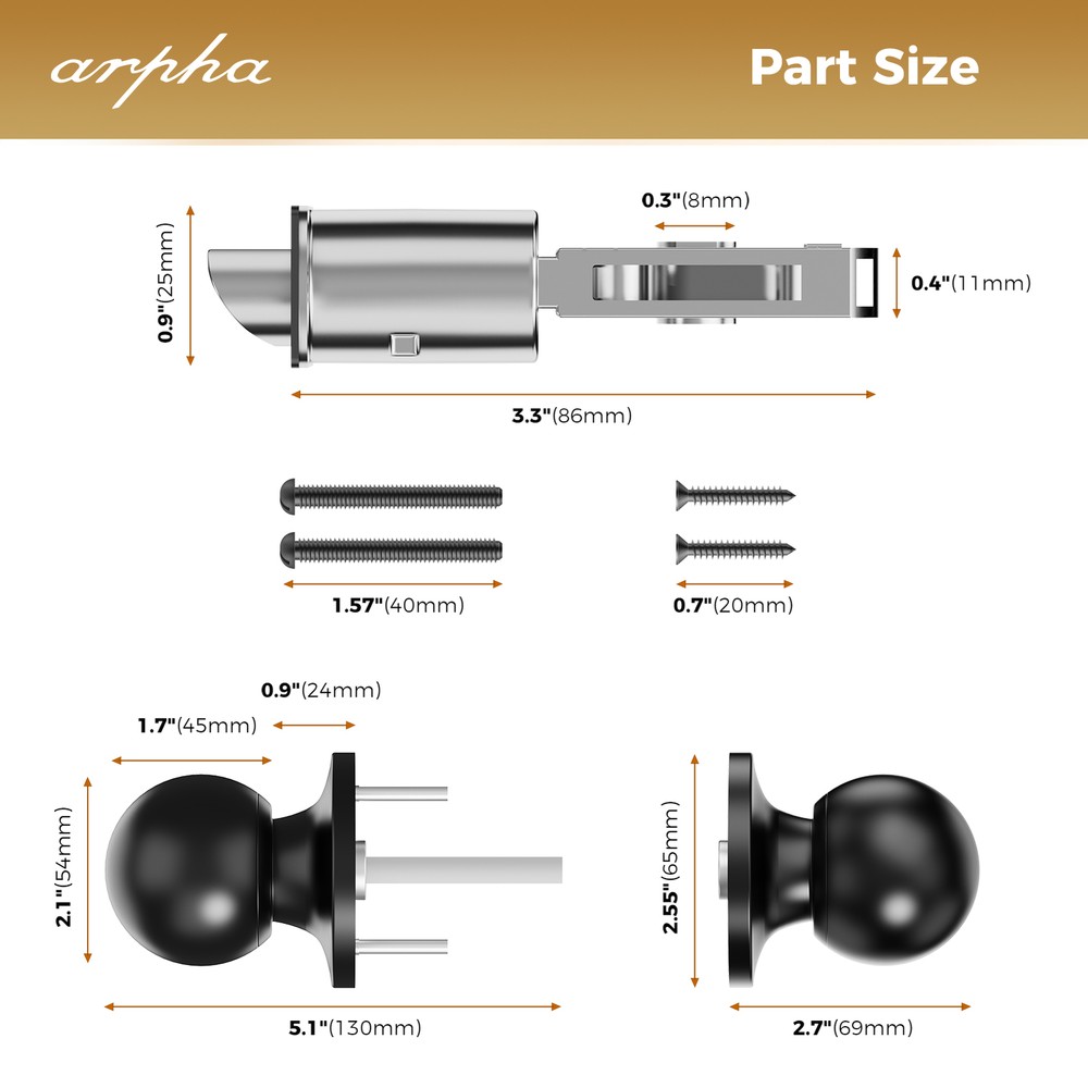 ARPHA Keyless Fingerprint Smart Door Lock Auto Lock Deadbolt APP+Handle Keypad