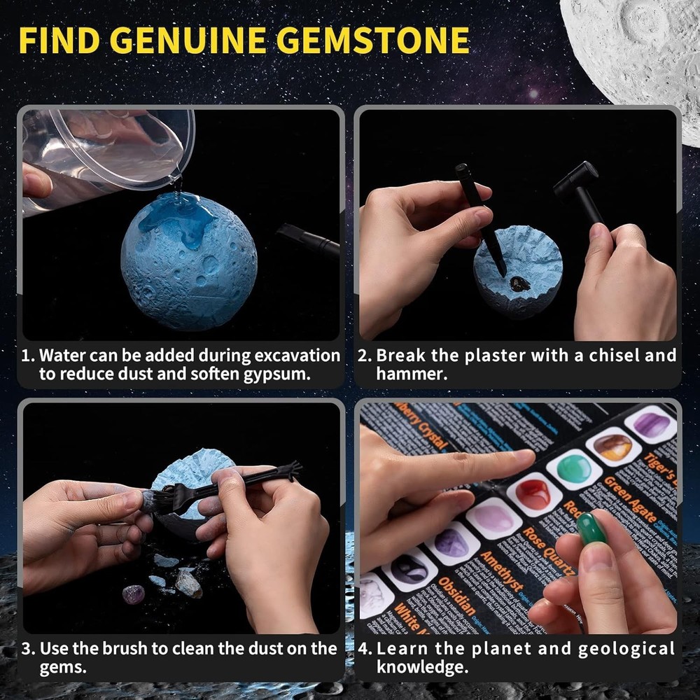 Explore & Excavate 15 Precious Gemstones - Educational Science Kit for Ages 6+