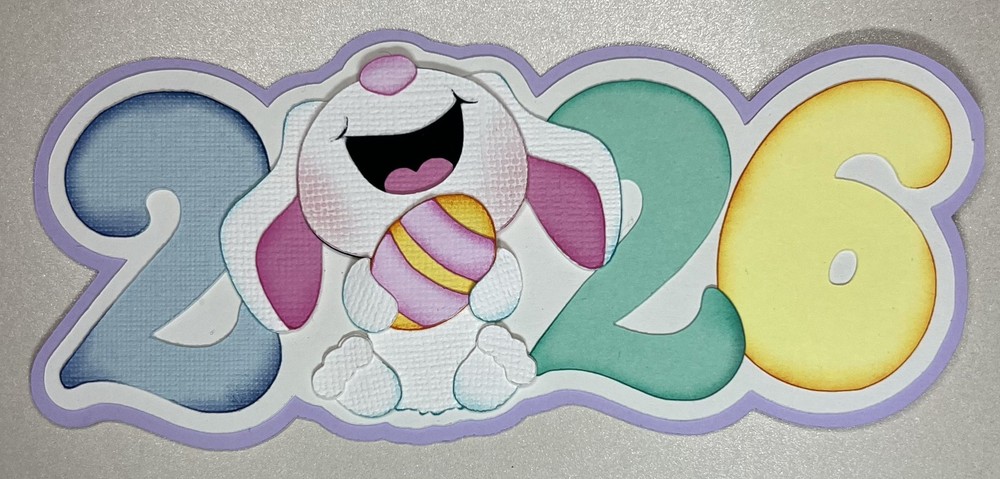 Easter Bunny 2026 Spring Scrapbook Title Die Cut 3D Layered Spring Layout 🐰