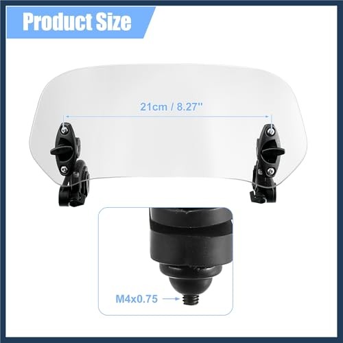 28.5cm Motorcycle Windshield Motorcycle Wind Deflector Clear Lens Adjustable