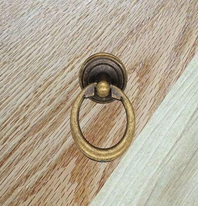 8Pcs Antique Vintage Drawer Cupboard Drop Ring Knobs Pulls, Bronze, Single Hole