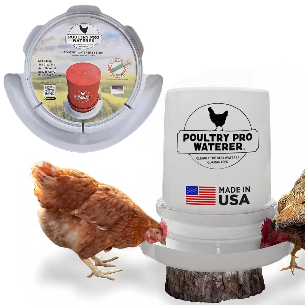 Poultry Pro Chicken Waterer - DIY Automatic 5 Gallon White
