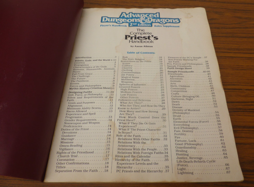 Advanced Dungeons & Dragons - The Complete Priest's Handbook Book **ACCEPTABLE