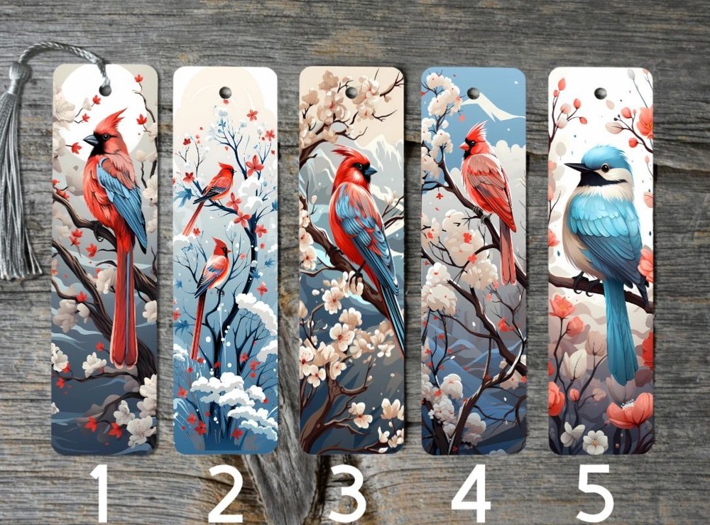 Winter Birds Themed Metal Bookmarks