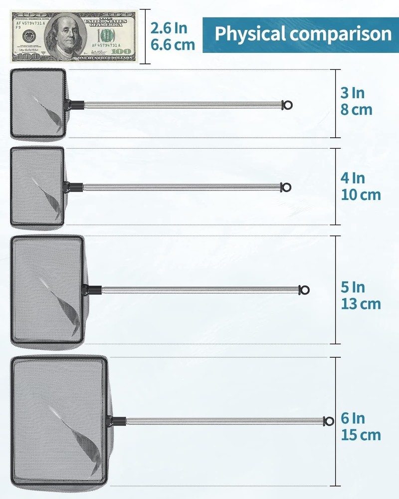 Lightweight Fish Transfer Net with Adjustable Handle - Ideal for Betta & Shrimp