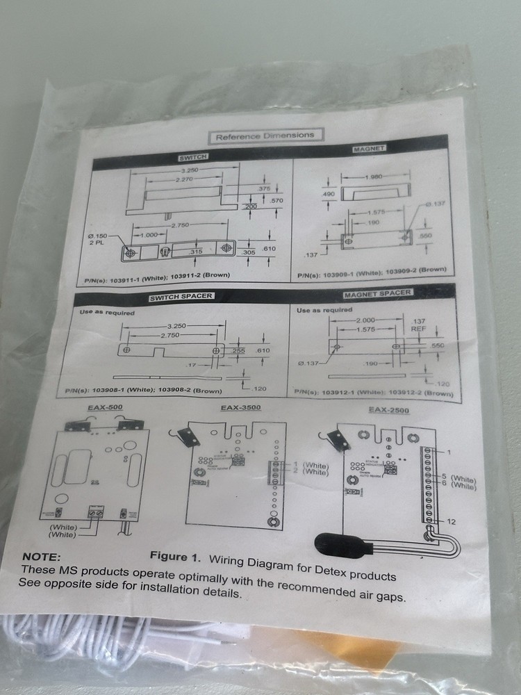 DETEX CORPORATION Emergency Exit Alarm Magnetic Switch MS-1039S