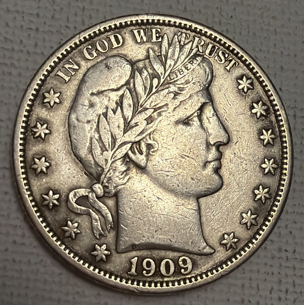1909 BARBER HALF DOLLAR - XF DETAILS