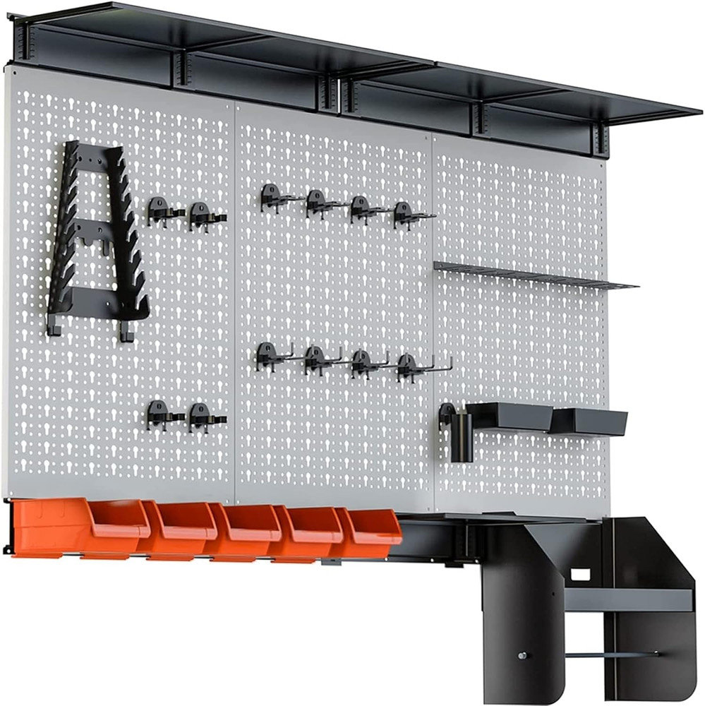 Pegboard Wall Organizer 4 Ft. Garage Metal Pegboard Tool Organizer System, Tools