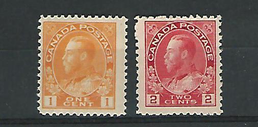 Canada, Postage Stamp, #105-106 Mint Hinged, 1911-22, JFZ