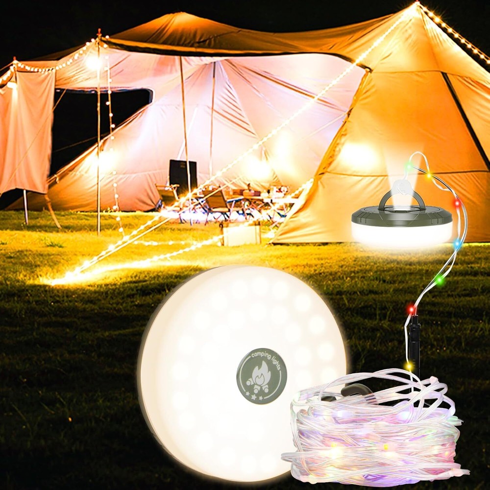 33FT Rechargeable Magnetic Camping String Lights Portable Lantern Waterproof LED