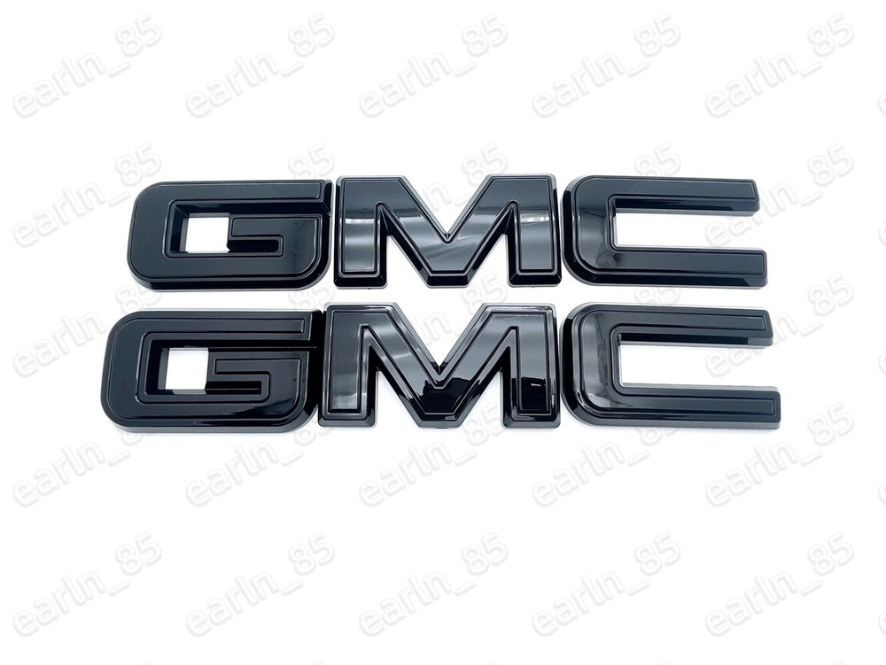 2019-2025 GMC Sierra Front & Rear and AT4 OVERLAY Emblems kit Gloss BLACK