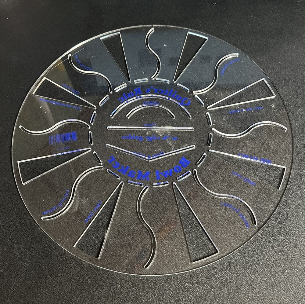 Quilter's Ruler with edge guides, Bowl Maker - Pattern Maker Plastic Template.