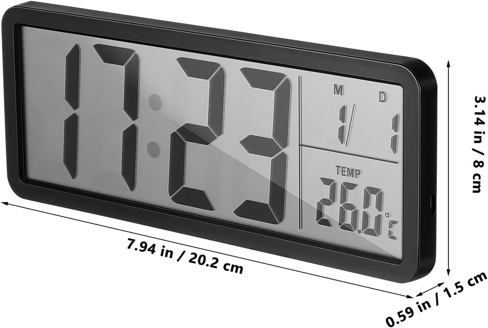 Digital Wall Clock: Wall-Mounted Led Display Clock with Date Temperature for Liv
