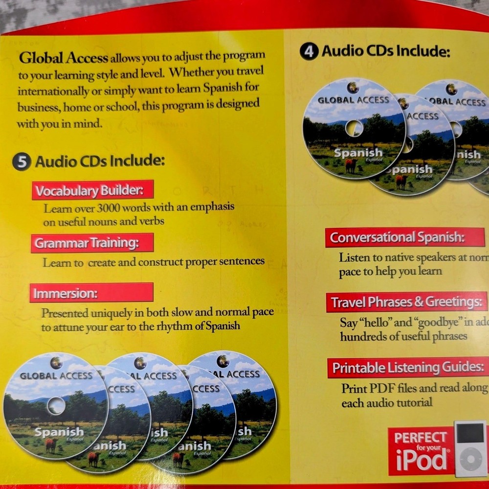 Global Access Spanish Complete Language Course 9 Audio CDs 3 CD-ROMs 2008