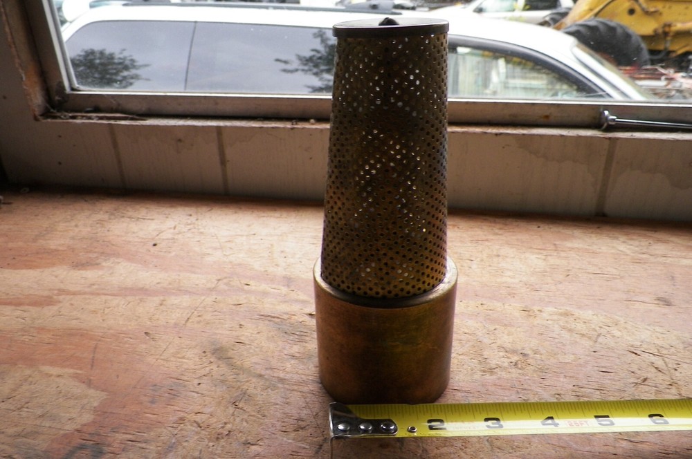 New old brass hose suction strainer screen 2 inch pipe thread, 7" length