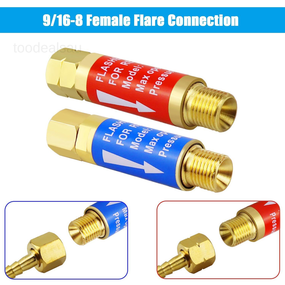 Oxygen Acetylene Flashback Arrestors Set 2-Set Regulator End 9/16-18 Threads B