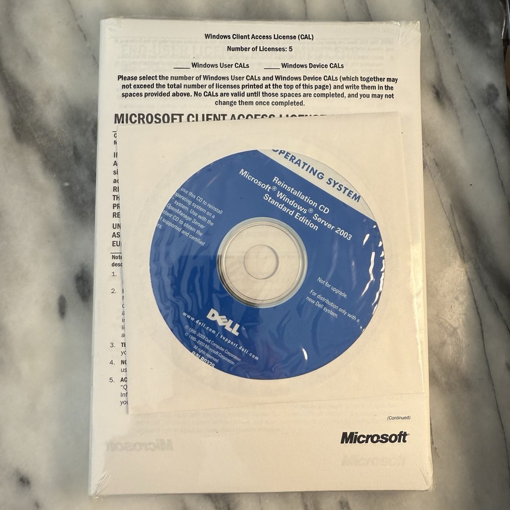 Microsoft Windows Server 2003 Standard Edition Reinstallation CD SEALED