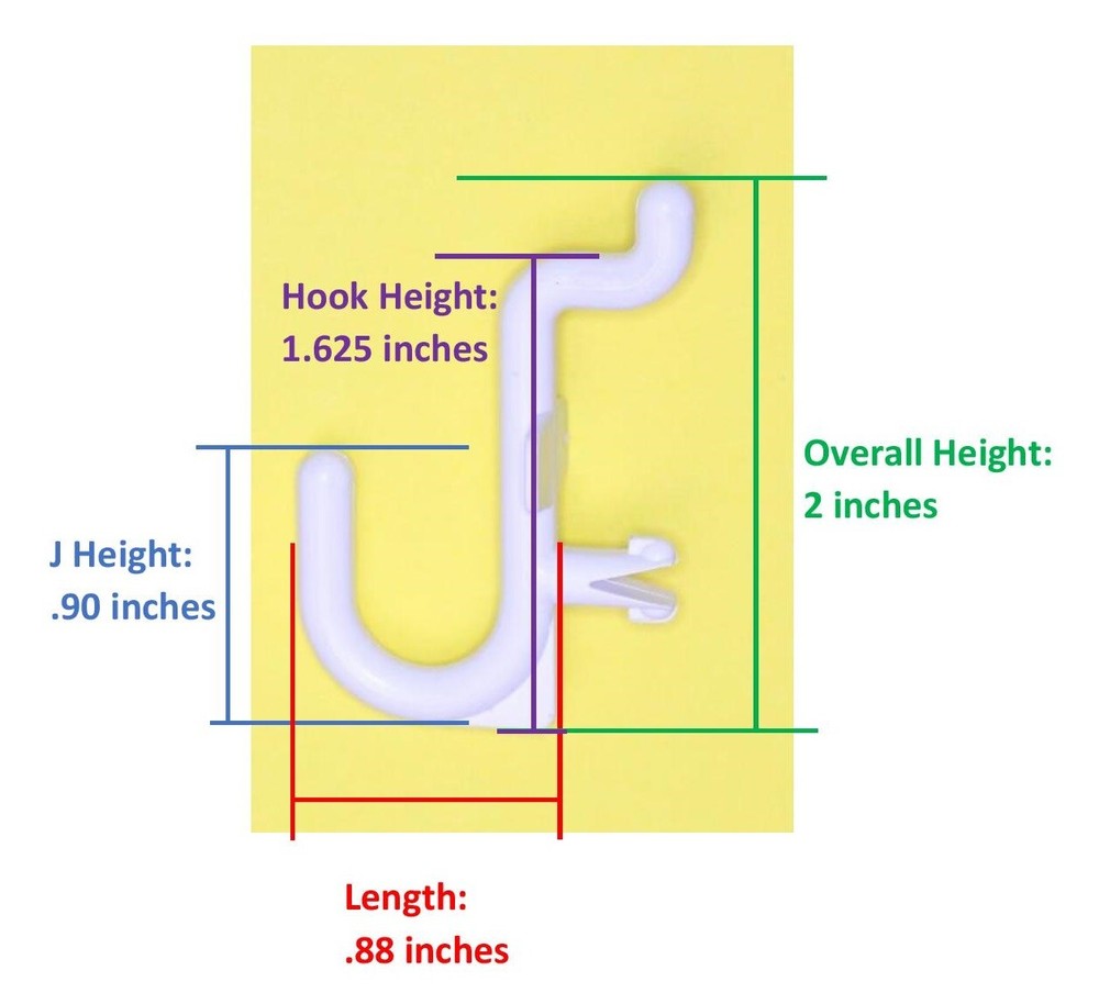 Plastic White J Hook Pegboard Kit Tool 50 pack wall peg PEGBOARD NOT INCLUDED