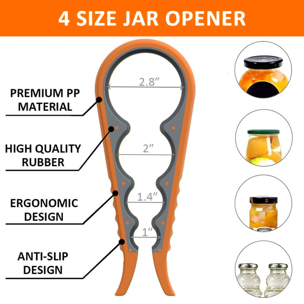 Lid Jar Opener Multi Function Jar Opening Tool Rubber Gipper Pad for Weak Hands