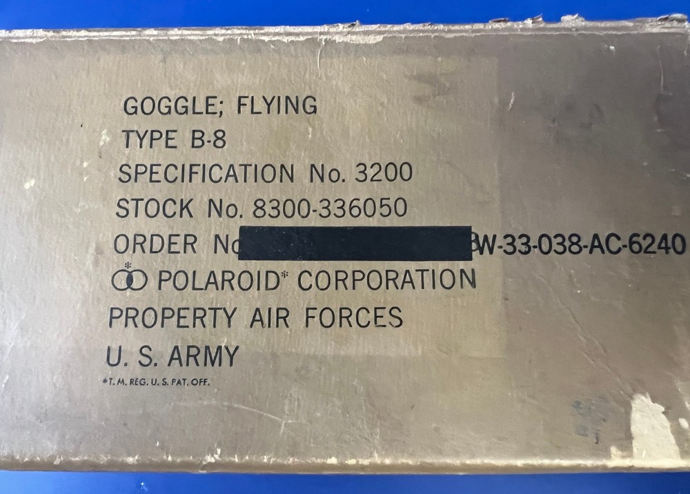 US ARMY AIR FORCES TYPE B-8 FLYING GOGGLES- BOXED