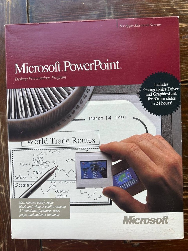Apple Macintosh Microsoft PowerPoint 1987-1989 year. Vintage software