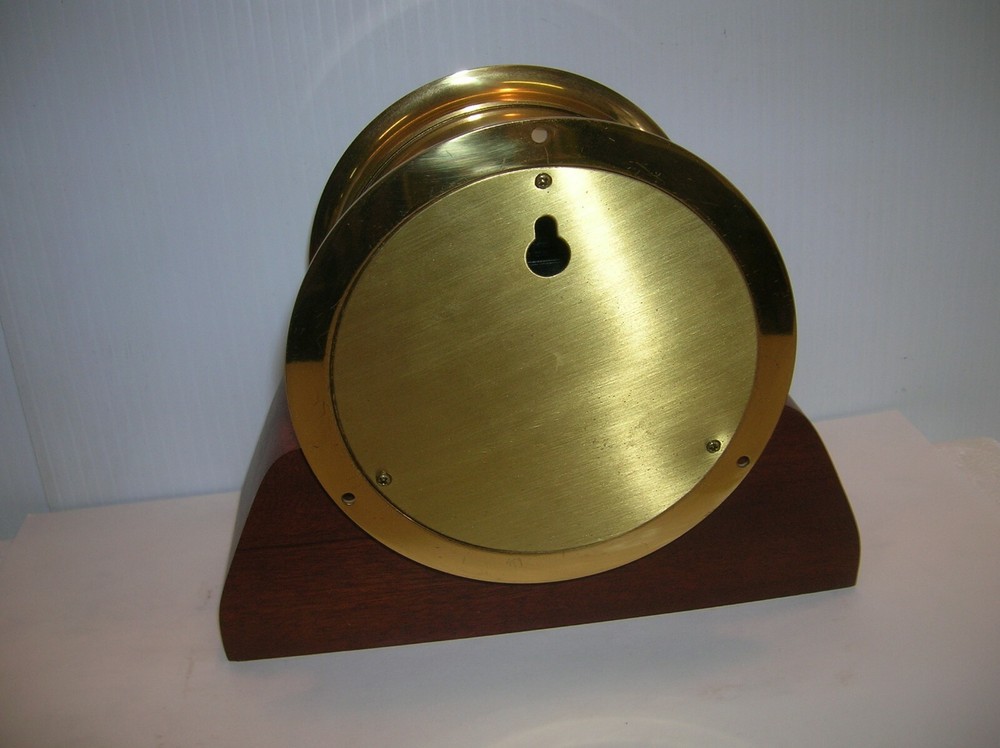 HAMPTON SHIP'S SOLID BRASS QUARTZ 4" FACE CLOCK WITH BASE. LOT # 24730