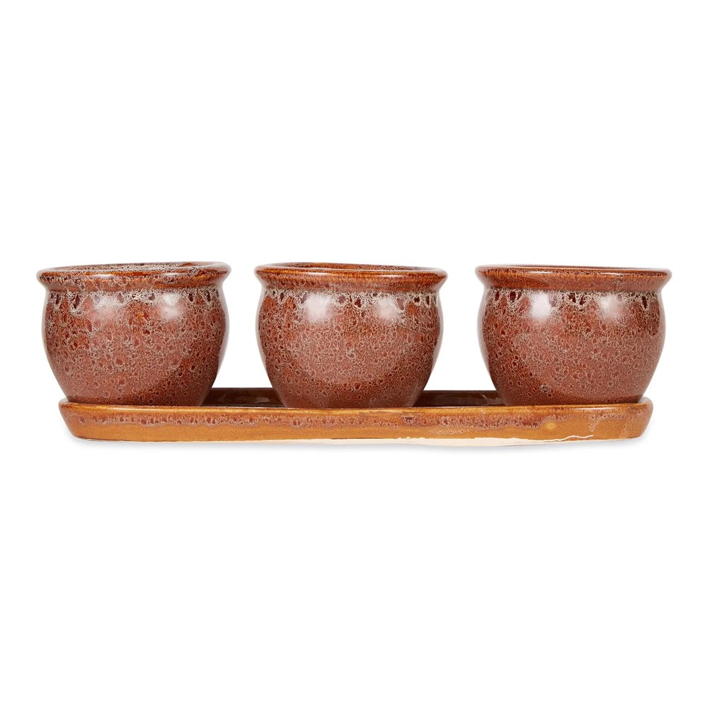 Desktop Tabletop Ceramic Herb PLANTER SET OF 3