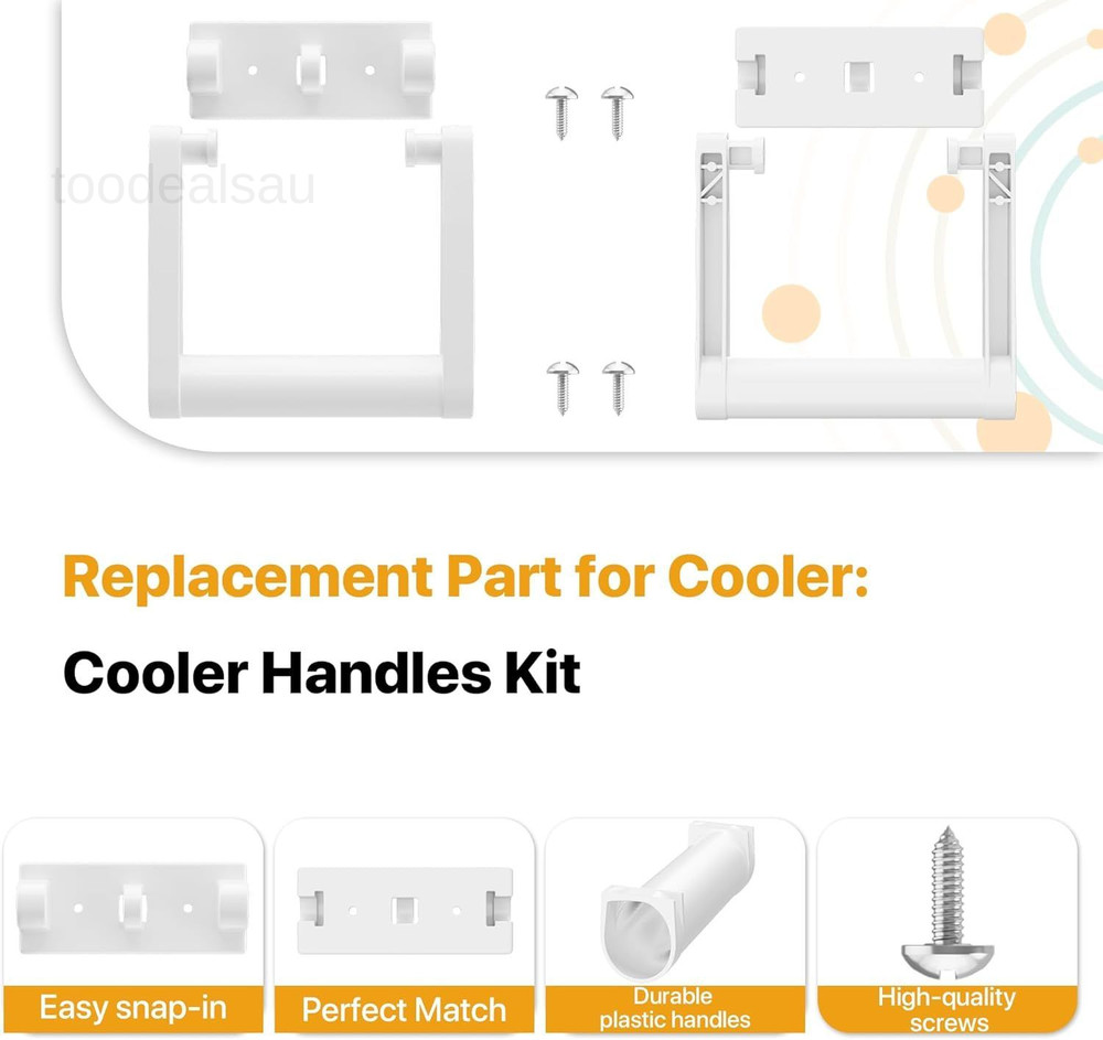 Cooler Handle and Screws,Replacement White Plastic See description