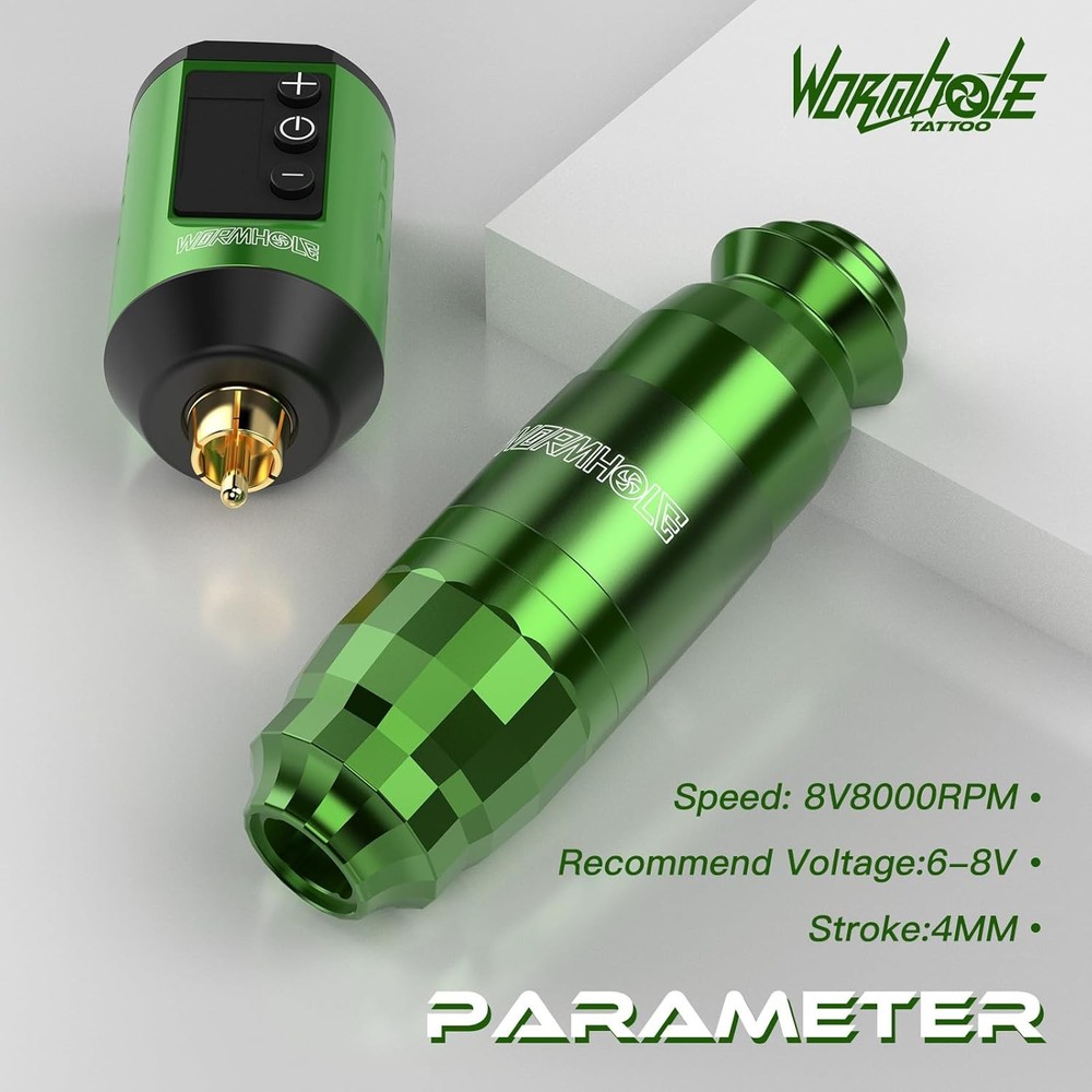 Wormhole Tattoo WTK258 Wireless Gun Kit Professional Machine green