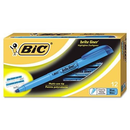 BIC Brite Liner Highlighter Chisel Tip Blue DOZEN (BL11-BE) 1 Dozen,