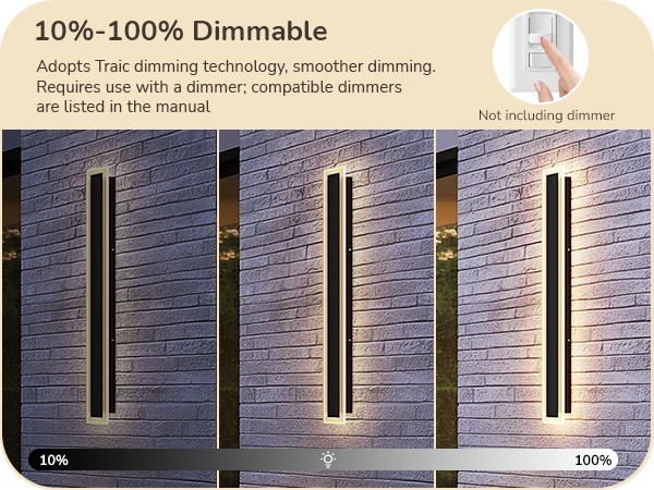 EDISHINE Modern Linear Exterior Wall Sconce 2 Pack,Adjustable Brightness & Color