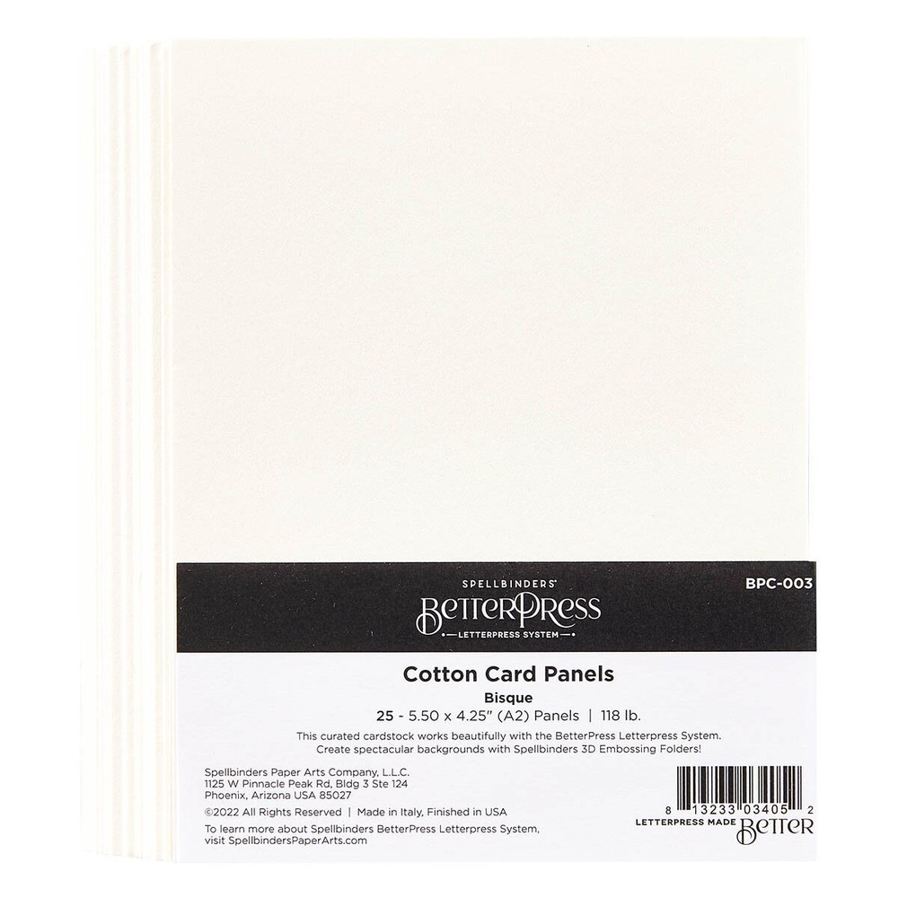 Spellbinders BetterPress Letterpress A2 Cotton Card Panels-Bisque 25/Sheets