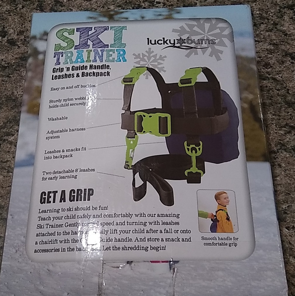 Lucky Bums Ski Trainer Grip-n-Guide Handle Leashes Backpack Blue - Used