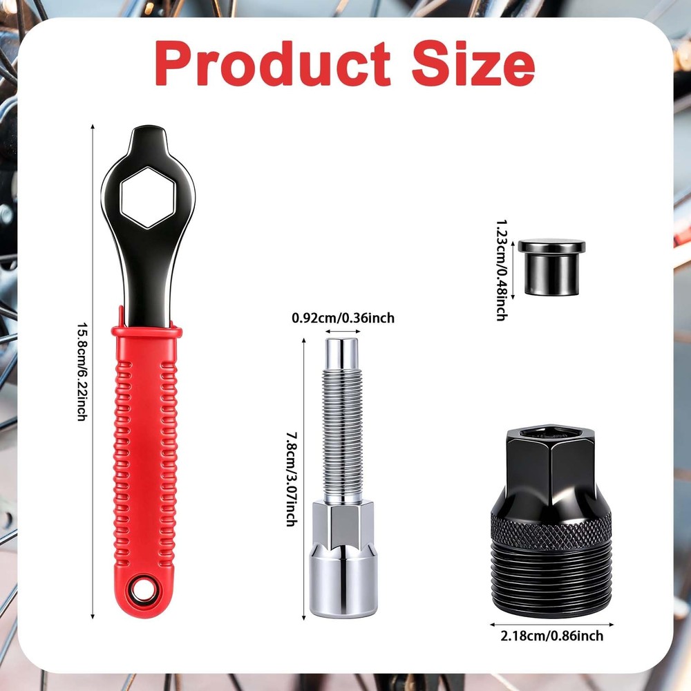 Bicycle Crank Puller Tool Kit With Wrench Medium Maintenance Repair Set Black