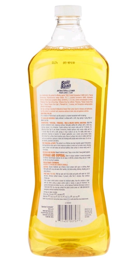 Spic And Span Multi-purpose Cleaner Lemon Scent Liquid Floor Cleaner 4 Bottles