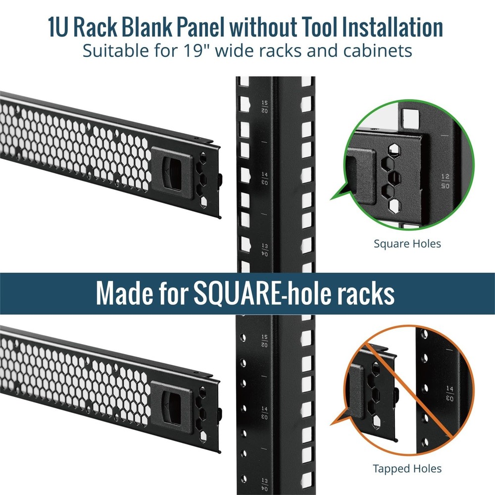 5 Pack 1U Rack Perforated Blank Panel Cold Rolled Steel For 19in Server Rack