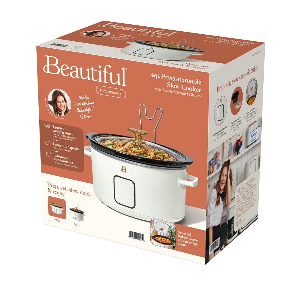 Beautiful 4 Qt Slow Cooker Touch Display Programmable Kitchen Cooker White Icing