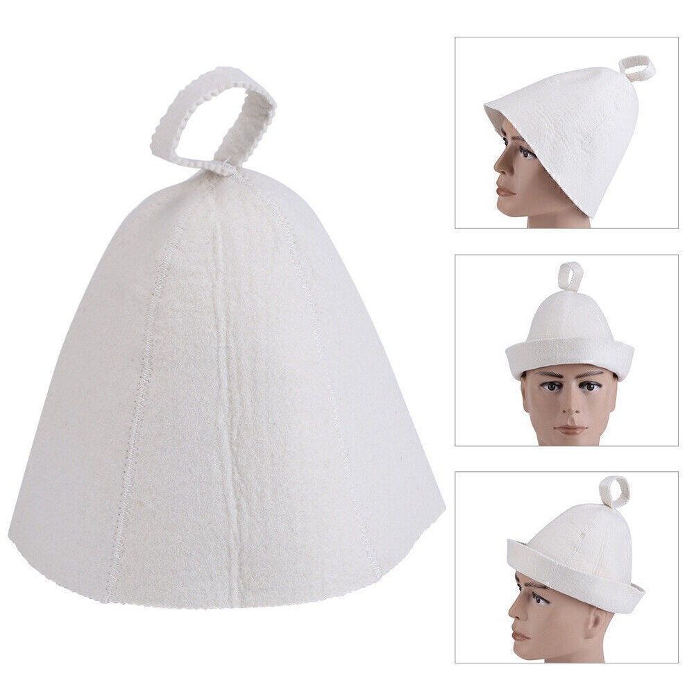 Wool Felt Sauna Hat Unique Design Breathable For Bathing Steaming White