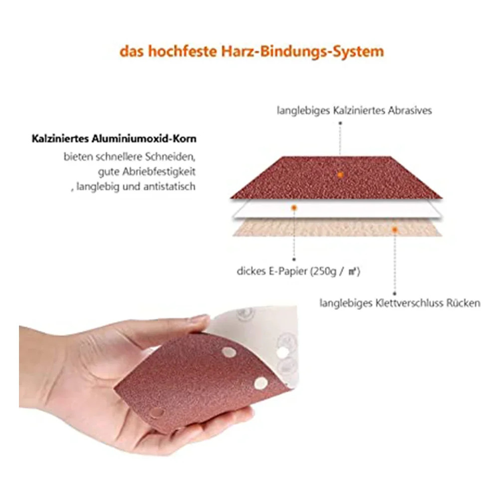 10 Pcs 93 x 185 mm Sanding Sheets 8 Holes Hook and Loop Rectangular Sander Assor