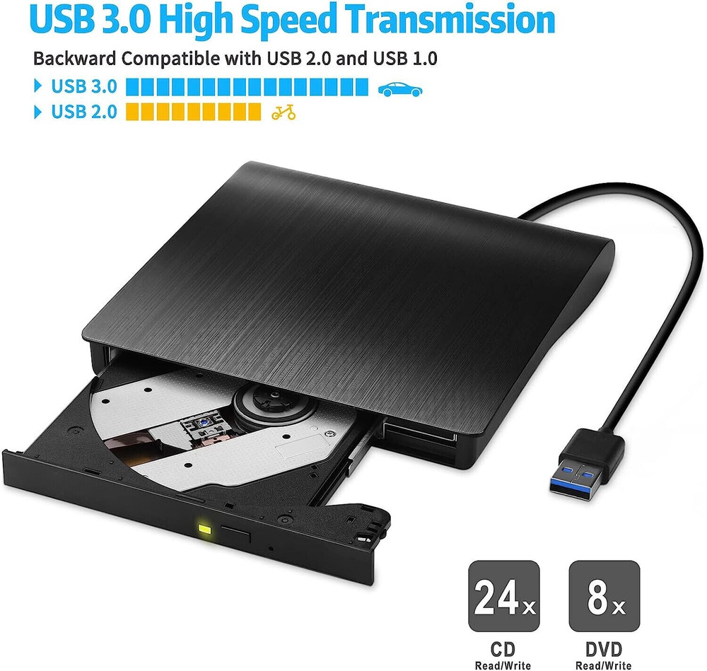 USB 3.0 CD DVD RW ROM Writer Drive Burner Reader Player PC Laptop