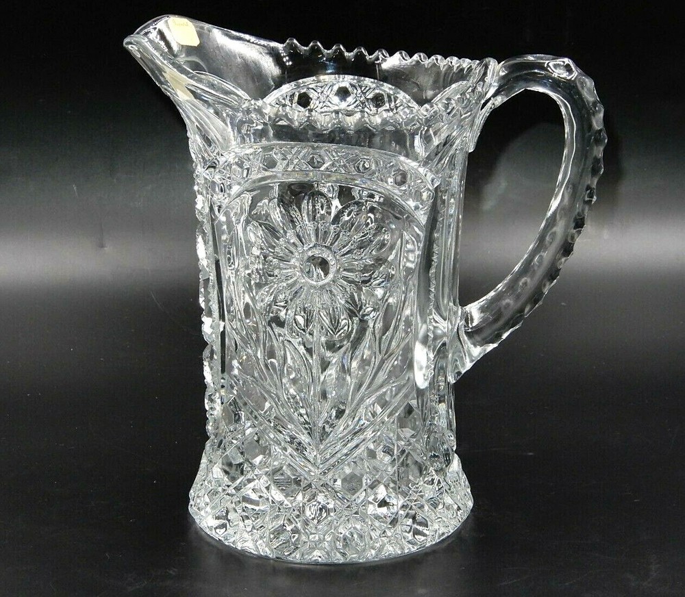 VINTAGE IMPERIAL CRYSTAL "MAYFLOWER" FLORAL PATTERN CRYSTAL PITCHER