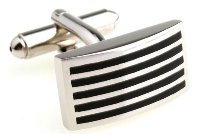 Cufflinks.Direct Classical & Stylish Hard Wearing Black Stripe cufflinks