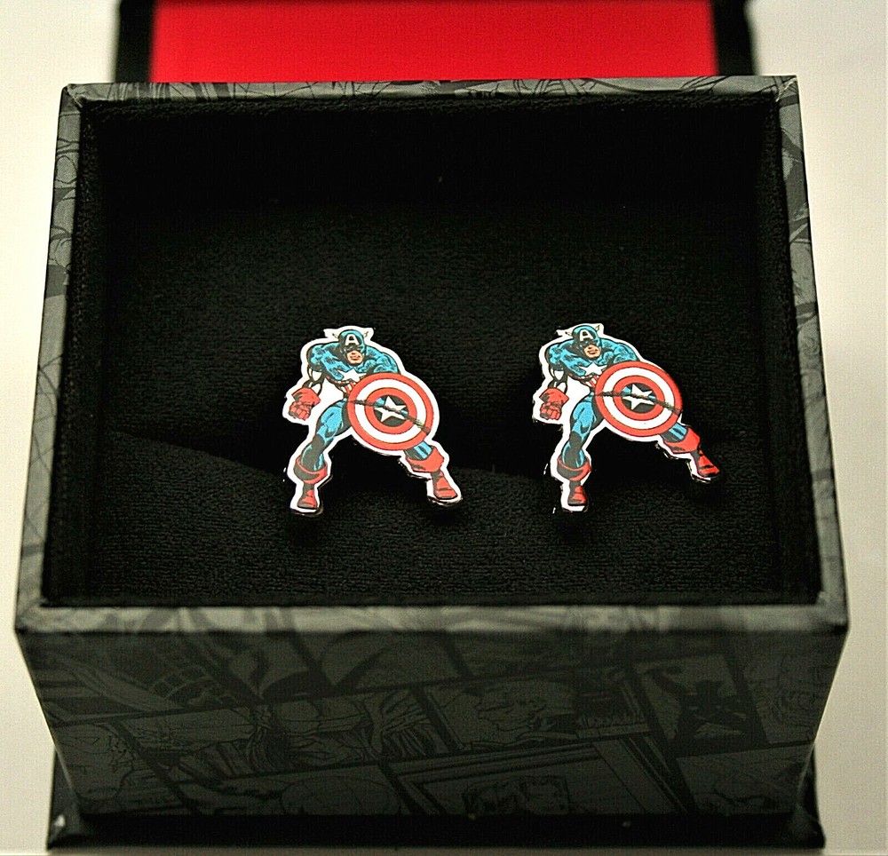Marvel Comics Classic Captain America Standing Cufflinks New Gift Box