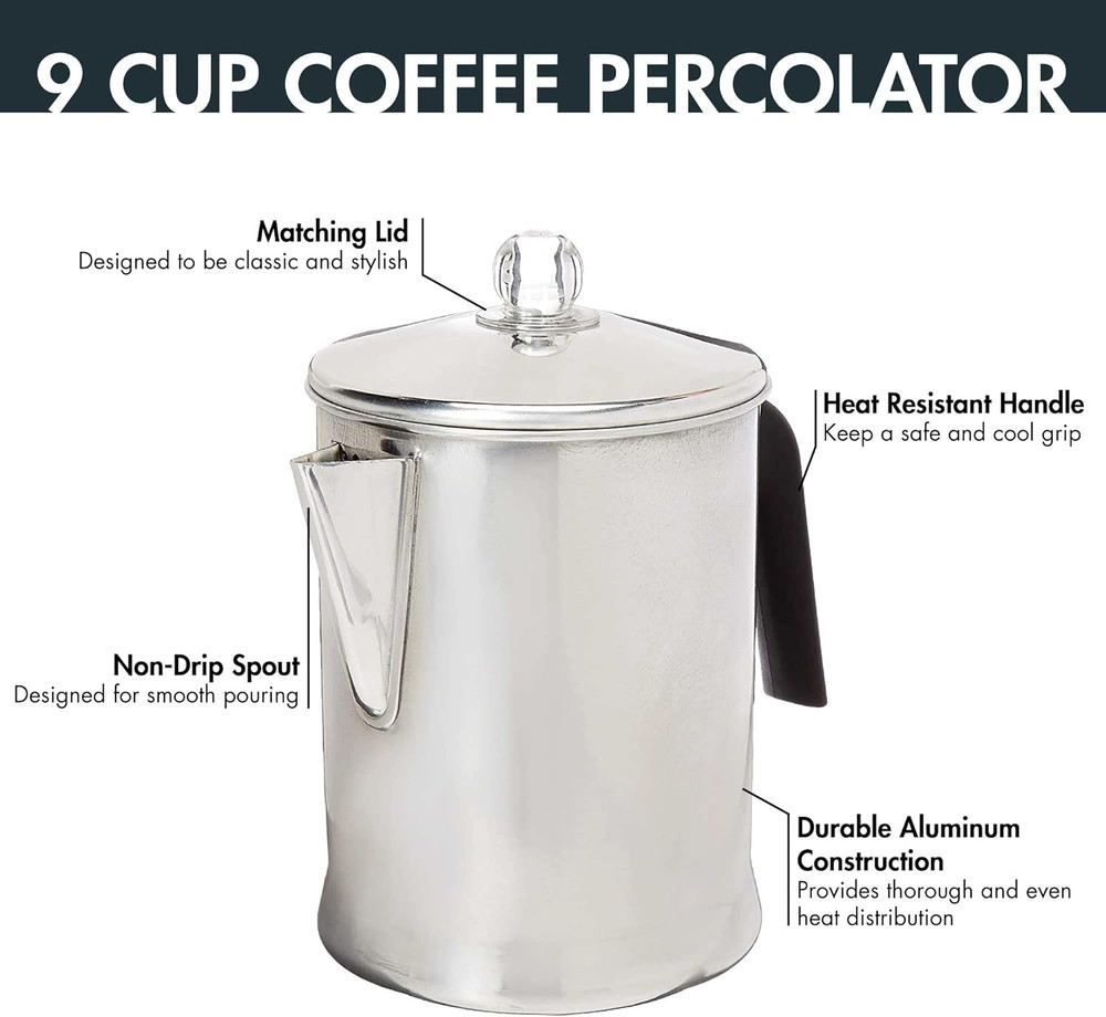 Stovetop Percolator Coffee 9 Cup Perculator