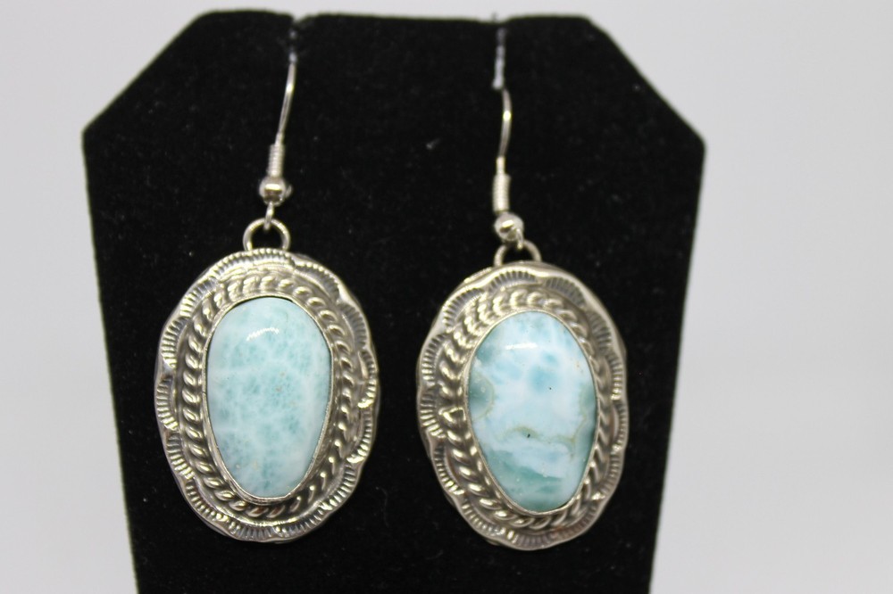 Larimar and Sterling Silver Earrings