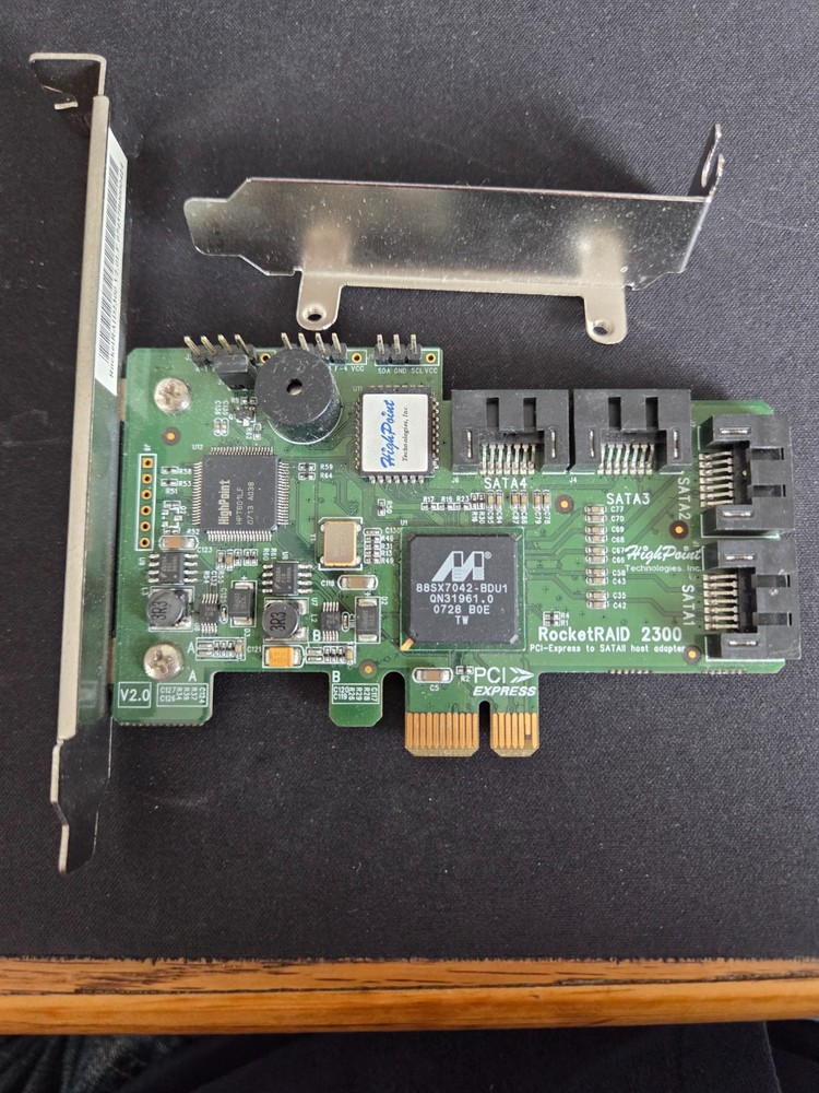HighPoint RocketRAID 2300 PCI Express SATA II 4 Port Controller Card TESTED