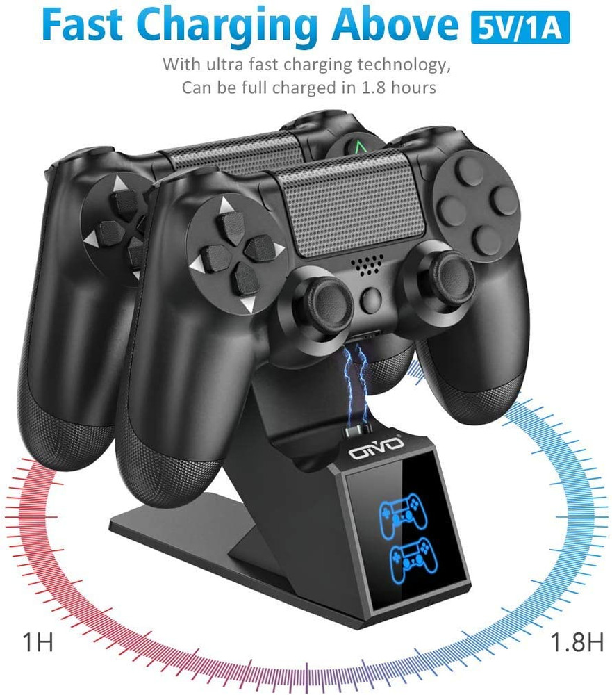 For PS4 Controller Charging Dock Dual Station Fast Charge with LED Indicator