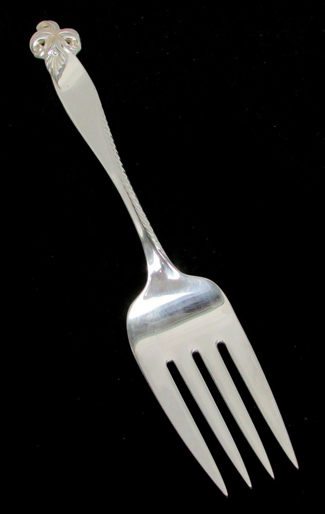 WALLACE ORCHID ELEGANCE STERLING SILVER 8 1/2" COLD MEAT FORK