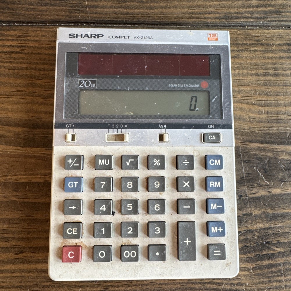 Sharp Compet VX-2126 Vintage 12-Digit Solar Calculator